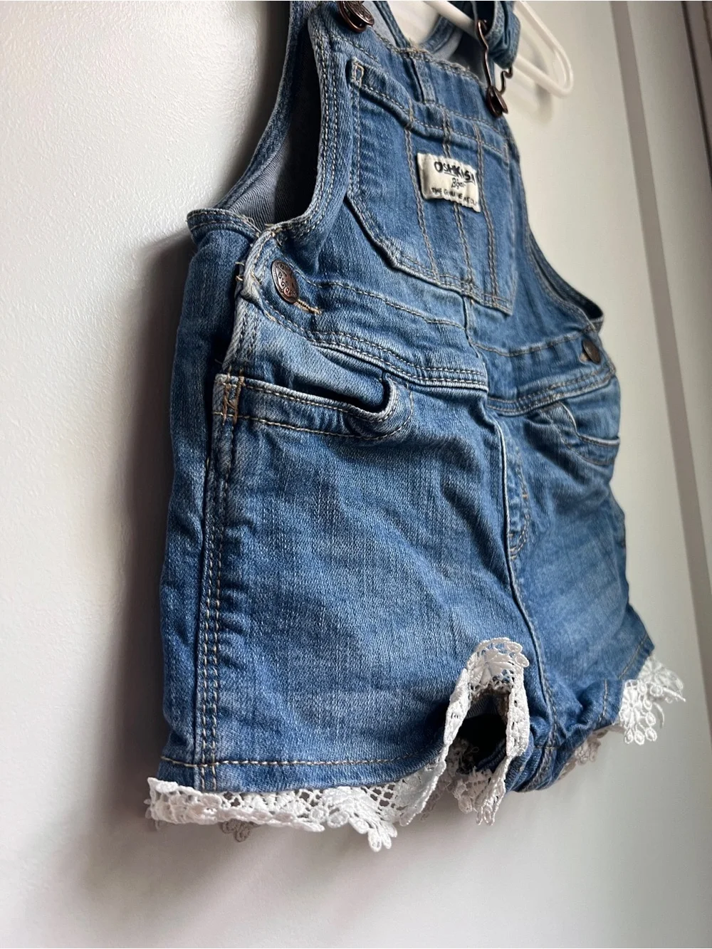 OshKosh B’gosh Denim Shortalls with Lace Trim | 18M